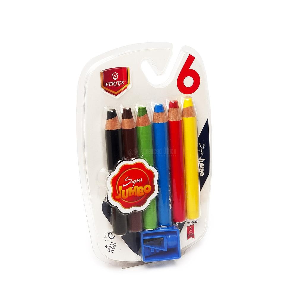 Crayons De Couleur VERTEX Super Jumbo Boite De 5 Avec Taille Crayon