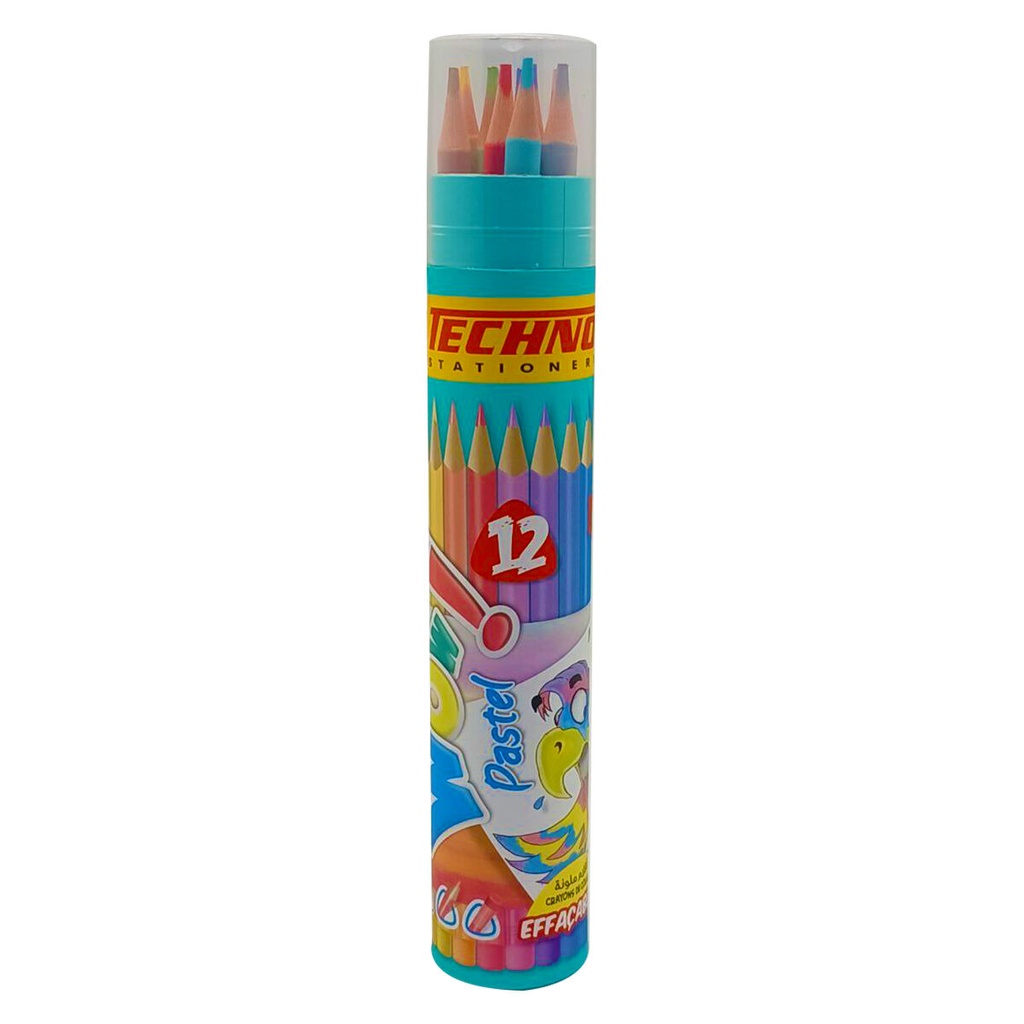 Crayons De Couleur TECHNO Wow Pastel Boite Ronde De 12