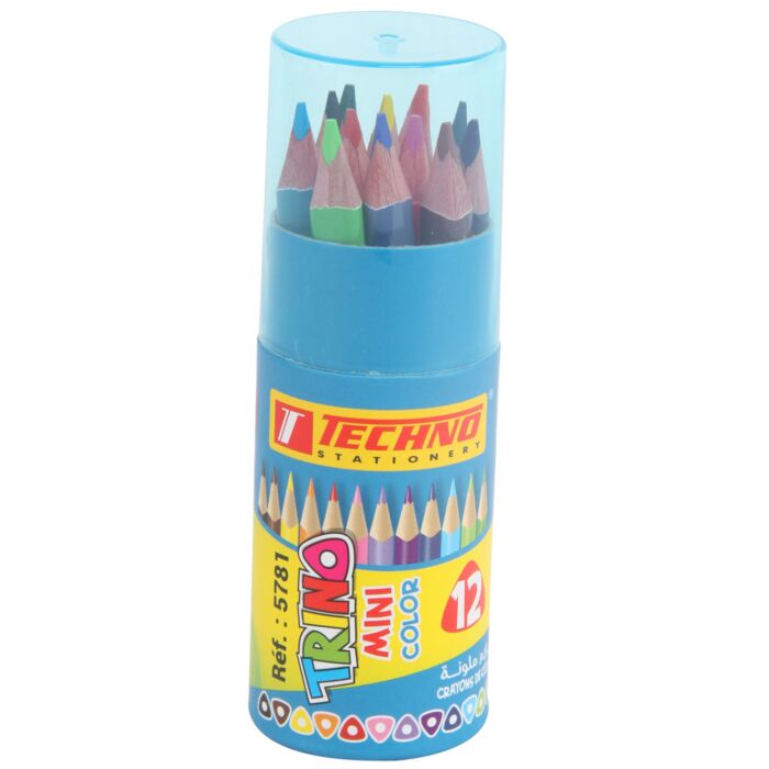 Crayons De Couleur TECHNO Trino Boite En Tube De 12 Mini