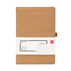 Notebook DELI Couverture En Cuir Avec Porte Stylo A5 96 Pages 80 Grs Marron