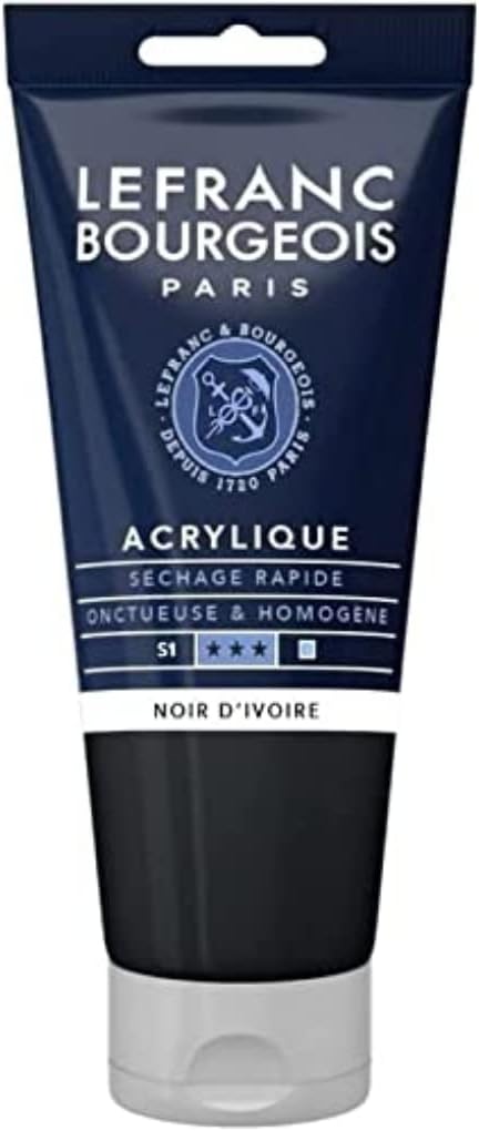 Tube Peinture Acrylique Fine LEFRANC BOURGEOIS 80ml Noir D'ivoire
