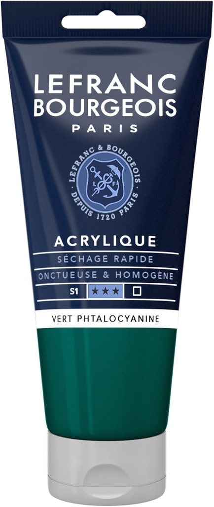 Tube Peinture Acrylique Fine LEFRANC BOURGEOIS 80ml Vert Phthalocyanine
