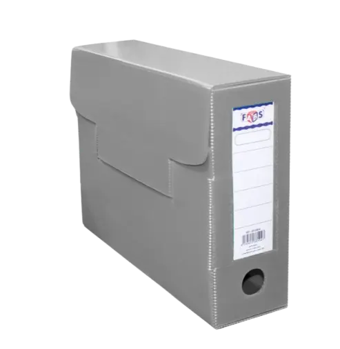 Boite d'Archive FABS En Polypropylène Gris Dos 100mm Avec Etiquette Autocollante
