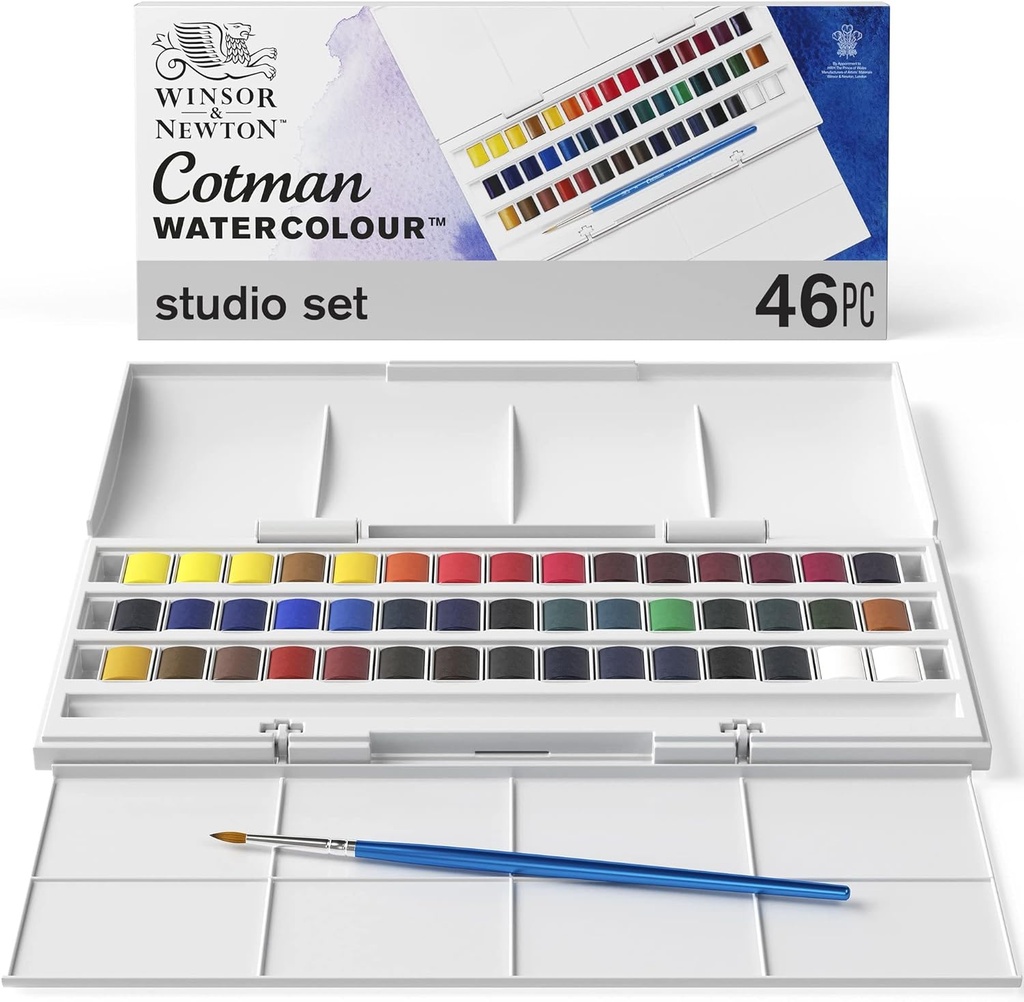 Boîte de 46 Set D'atelier aquarelle Winsor & Newton Cotman WATERCOLOUR