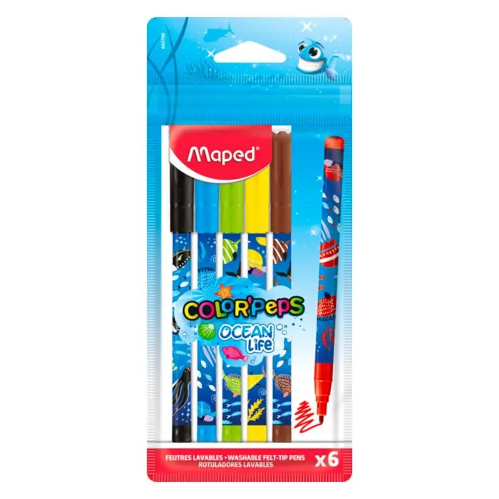 Feutre De Coloriage MAPED Color'Peps Ocean Pochette de 6 Couleurs