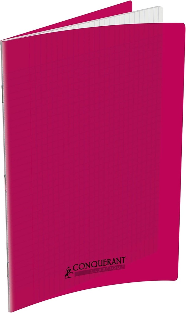 Cahier CONQUERANT Pique 96 Pages Séyès 24x32cm 90g Couverture Rigide Transparente En Polypropylène Rose
