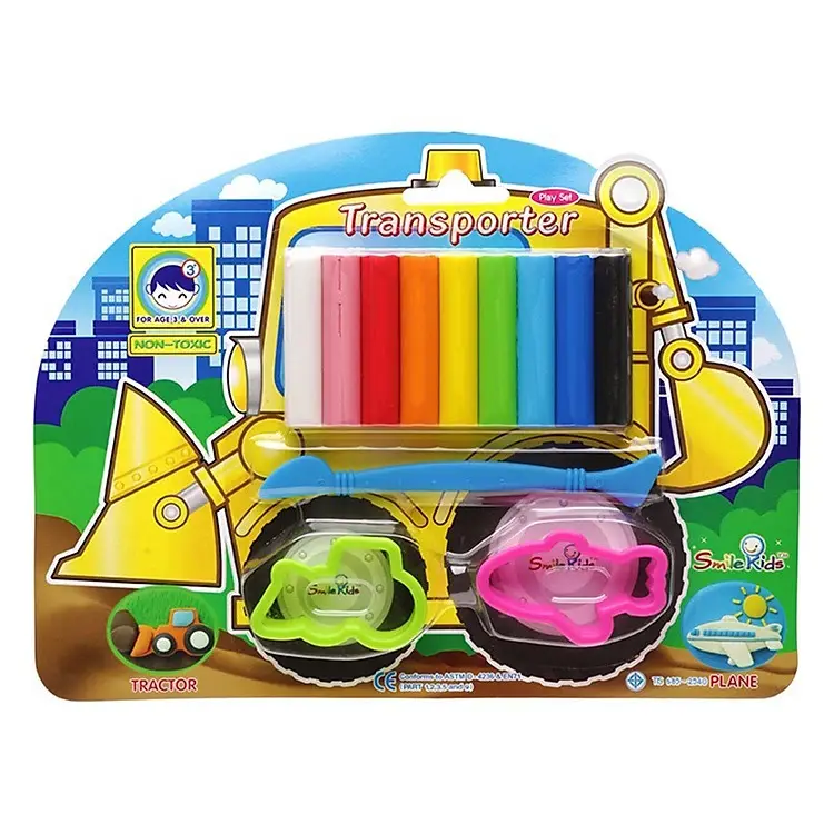Pâte à Modeler SMILE KIDS 110g avec 2 Moules et Couteau Jeu de 9 Couleurs sous Blister