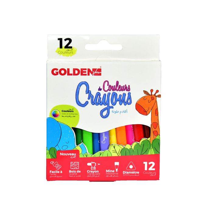 Crayons De Couleur GOLDEN Jungle Boite De 12 Mini