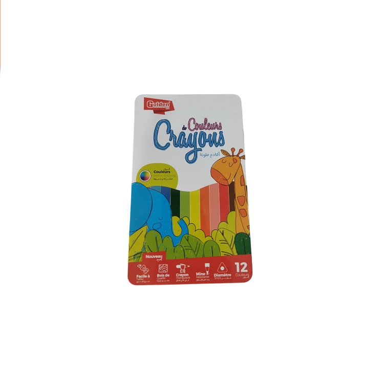 Crayons De Couleur GOLDEN Jungle Boite Métallique De 12
