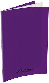 Cahier CONQUERANT 021697 Pique 96 pages Séyès 17x22 90g couverture rigide transparente en polypropylène Violet