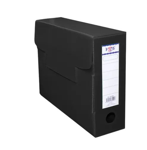 Boite d'archive FABS en polypropylène Noir dos 100mm avec étiquette autocollante