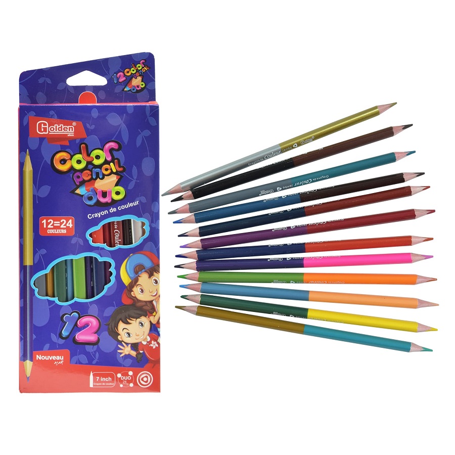 Crayons De Couleur GOLDEN Double Tête Boite De 12
