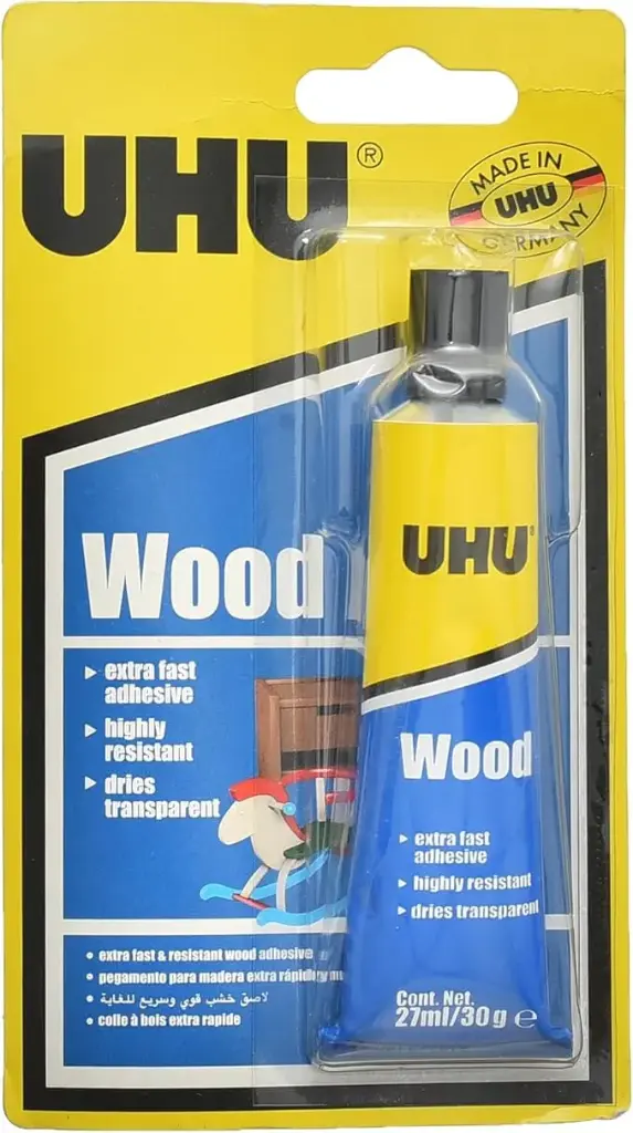 Colle Tube Blanche UHU Wood à Bois Résistant 27ml sous Blister