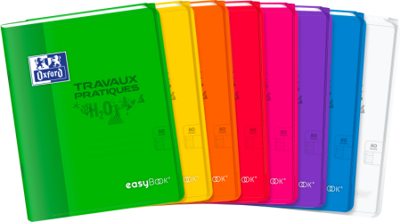 Cahier TP OXFORD Easybook 17x22cm 80 Pages Seyès Agrafé Couverture en Plastique avec Pochette