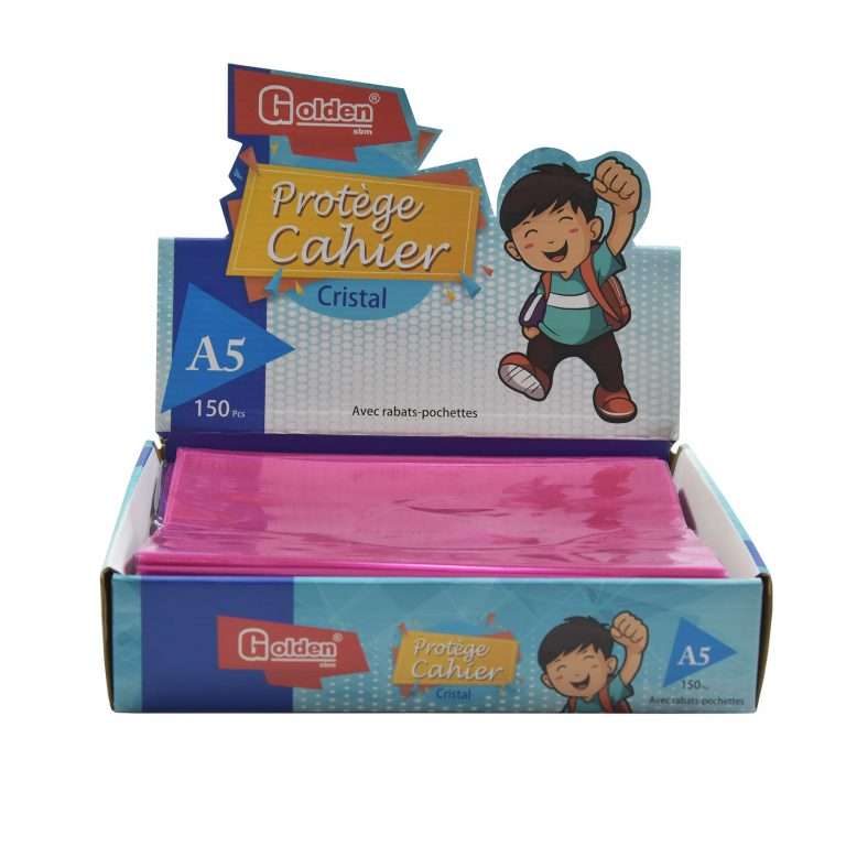 Protège Cahier GOLDEN Cristal A5 PF Rose