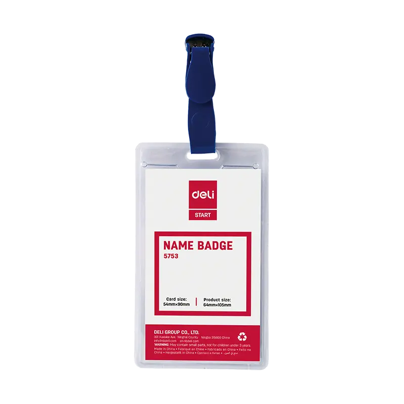 Porte Badge DELI Vertical 54x90mm en Plastique Transparent 