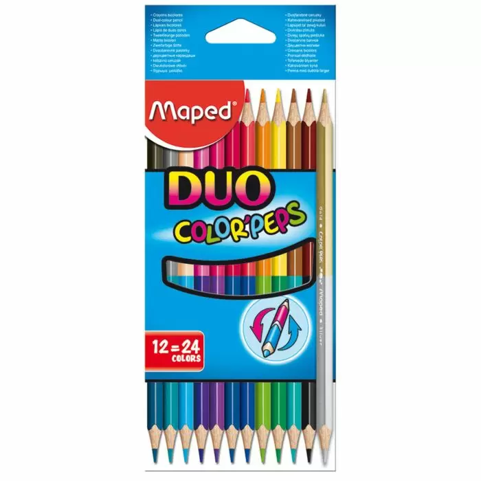 Crayons De Couleur MAPED Bicolore Double Tête Boite De 12