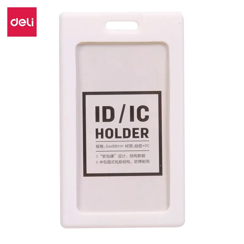 Porte Badge DELI Vertical 54x89mm en Plastique Rigide Blanc
