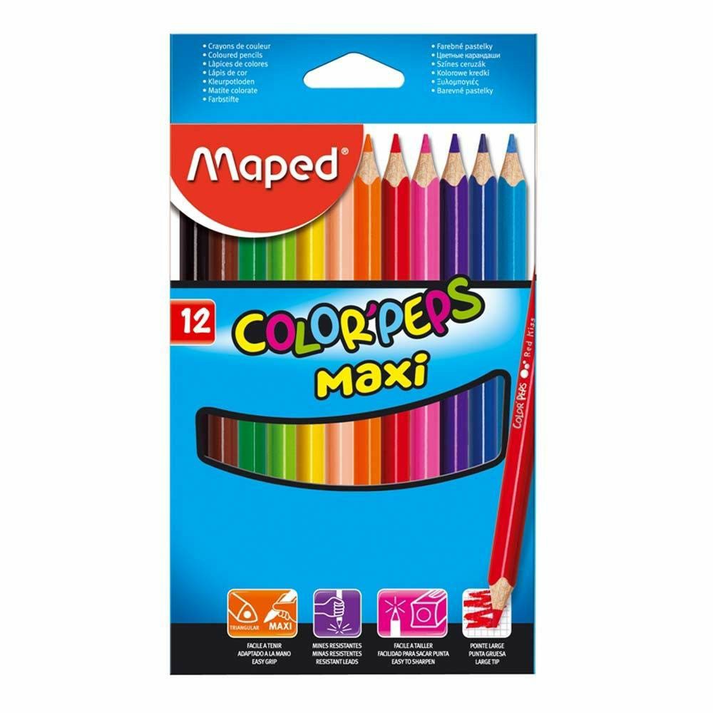 Crayons De Couleur MAPED Color'Peps Maxi Boite De 12