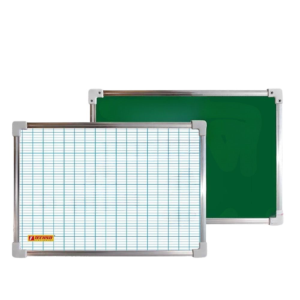 Ardoise Double face TECHNO Blanc Vert Cadre en Aluminium  20×30 cm