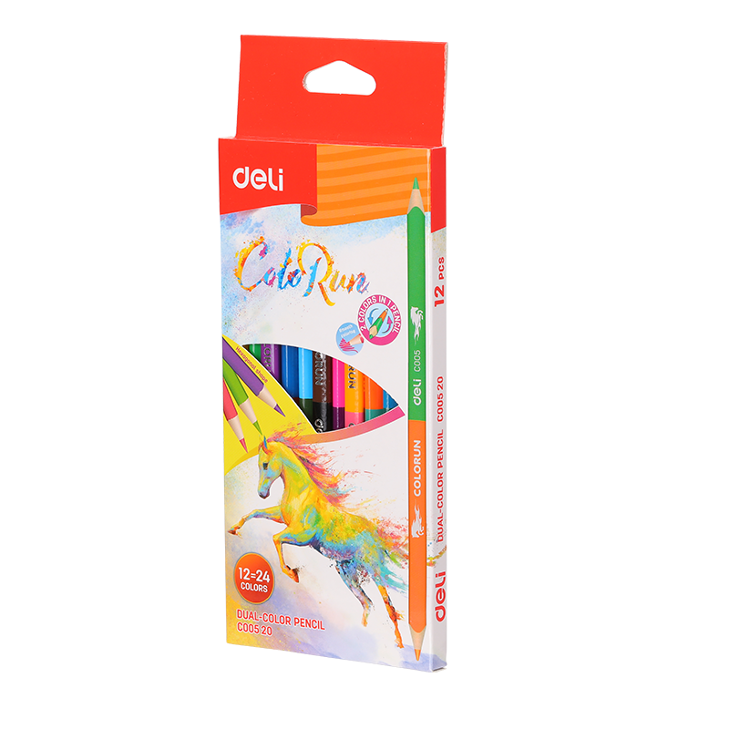 Crayons De Couleur DELI ColoRun Double Tête Boite De 12