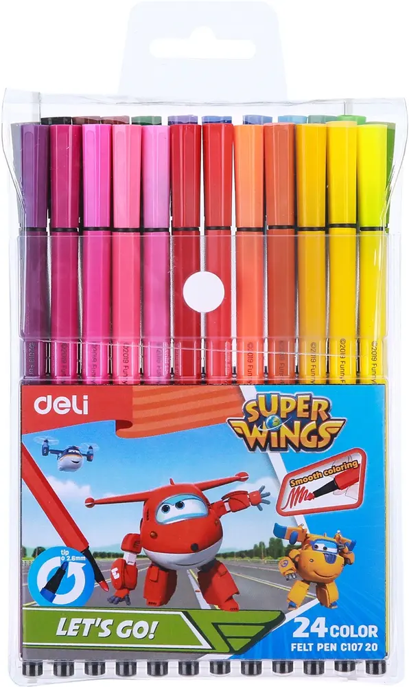 Stylo Feutre DELI Super Wing Let's go  Pochette de 24 Couleurs