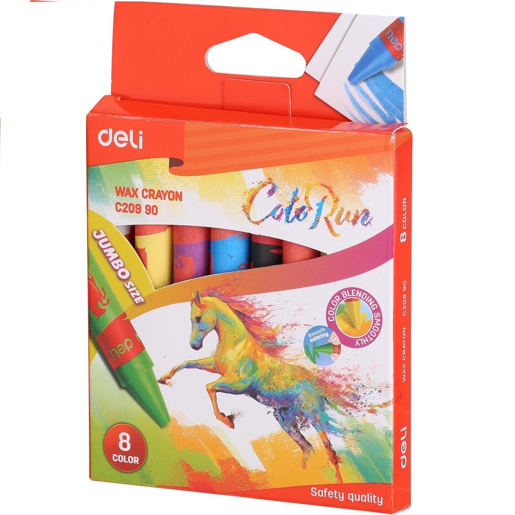 Crayons De Couleur En Cire DELI Wax Crayon ColoRun Jumbo Boite De 8 Mini