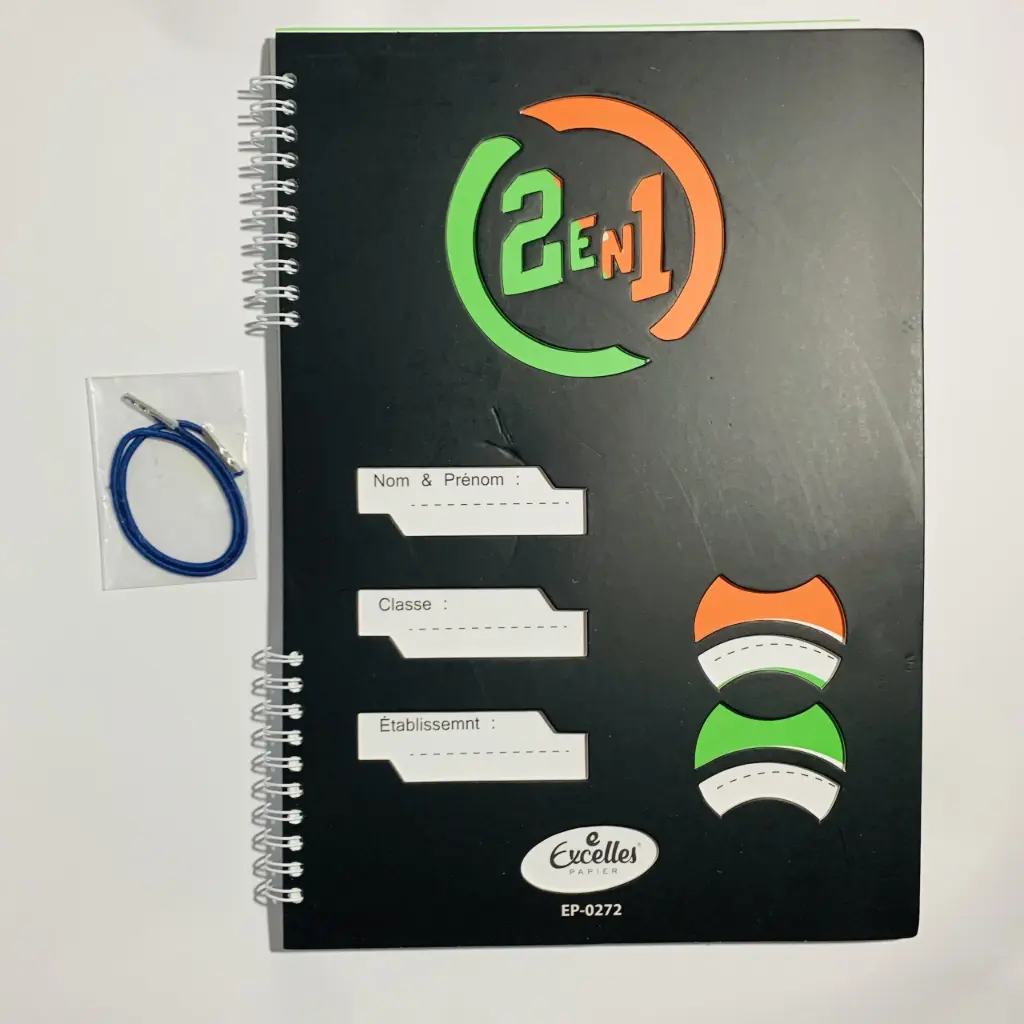 Cahier à Spirale EXCELLES A4 150 Pages 2 Intercalaire Fermeture Elastique