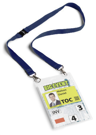 Cordon Pour Badge 20mm Double Sécurité Bleu