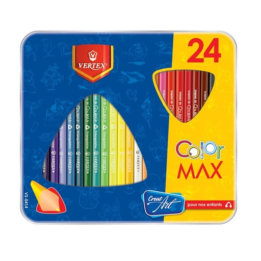 [VS-0414] Crayons De Couleur VERTEX Boite Métallique De 24