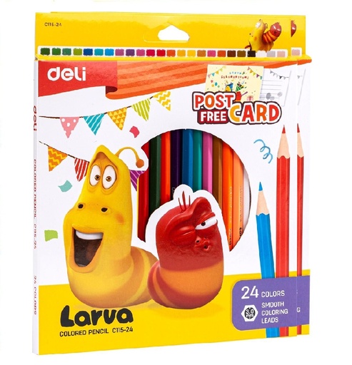 [C115-24] Crayons De Couleur DELI Larva Boite De 24