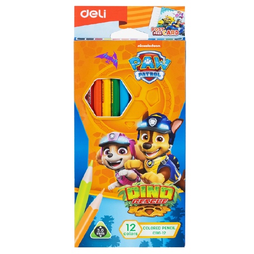 [C116-12] Crayons De Couleur DELI PAW PATROL Boite De 12