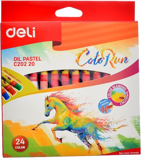 [C202-24] Crayons De Couleur En Cire DELI Patrol Boite De 24 Mini