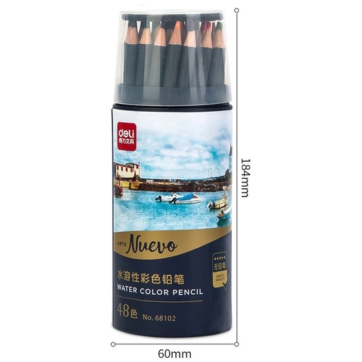 [68102] Crayons De Couleur DELI Nuevo Aquarelle Boite De 48