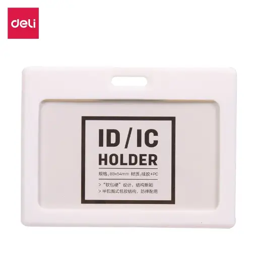 [8336WH] Porte Badge DELI Horizontal 89x54mm en Plastique Rigide Blanc