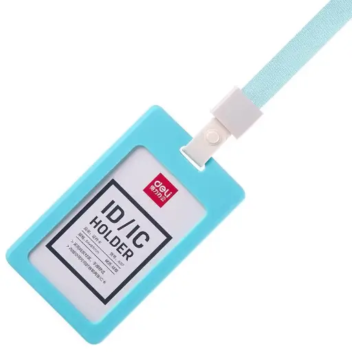 [8317LB] Porte Badge DELI Vertical 89x54mm en Silicone Bleu Clair