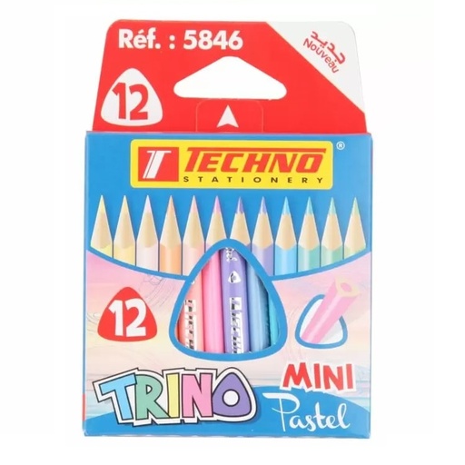 [5846] Crayons De Couleur TECHNO Trino Pastel Boite de 12 Mini