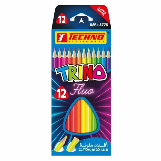 [5775] Crayons De Couleur TECHNO Trino Fluo Boite De 12
