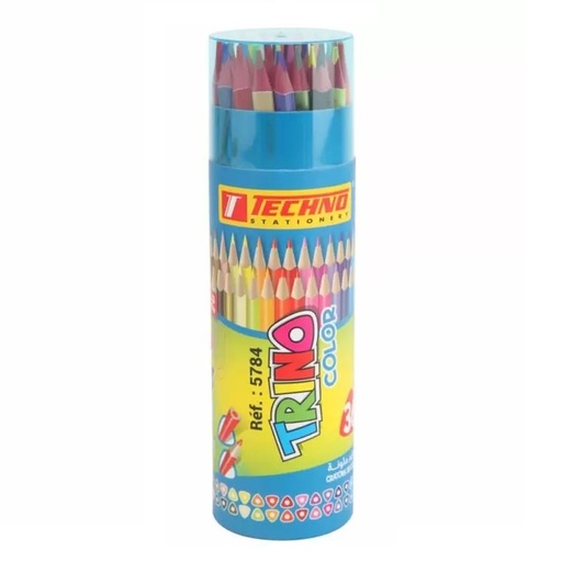 [5784] Crayons De Couleur TECHNO Trino Boite En Tube De 36