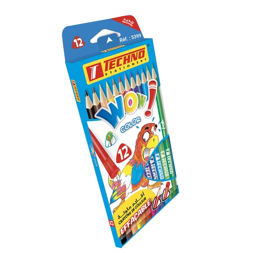 [TECHNO-6920] Crayons De Couleur TECHNO Wow Color Effaçable Boite De 12