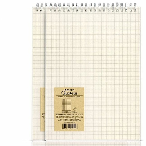 [LPA580-02] Bloc Notes DELI A5 Spiral Couverture En PU 80 Pages