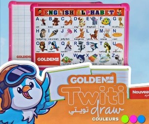 [20120] Ardoise GOLDEN Twiti Quadrillée Anglais