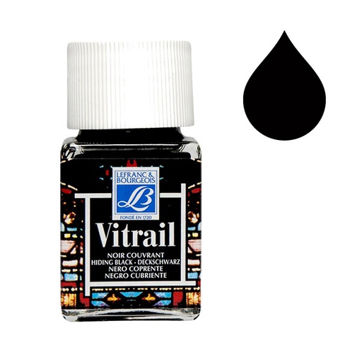 [210240] Flacon De Peinture LEFRANC BOURGEOIS Vitrail 50ml Noir Couvrant