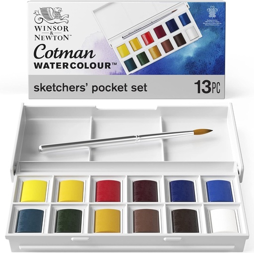 [0390640] Lot de 13 Set De poche Esquisse aquarelle Winsor & Newton Cotman WATERCOLOUR
