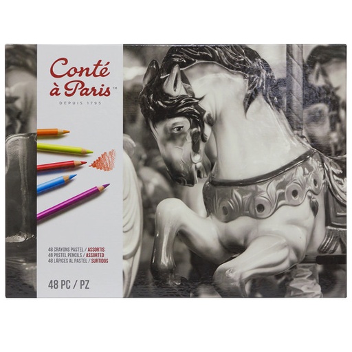 [2184] Crayons De Couleur Conté À Paris Pastel Boite Métallique De 48
