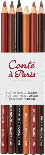 [50107] Boite de 6 crayons Esquisse Sanguine Conté â Paris Assorti sous Blister