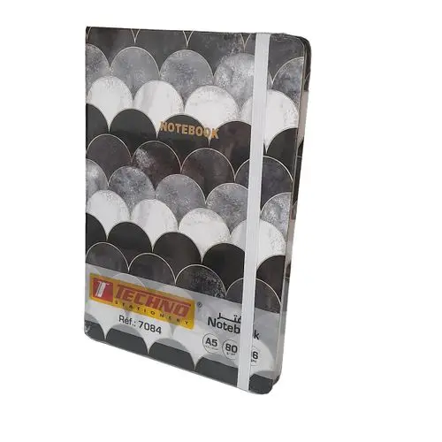 [7084] NoteBook A5 TECHNO Black & White 96 Pages 80g