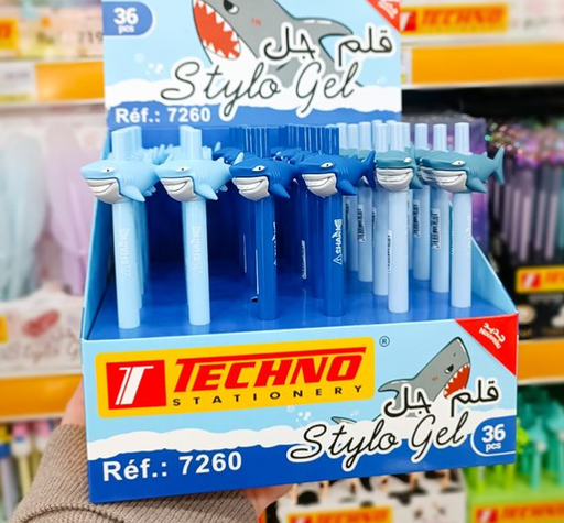 [7260] Stylo Gel TECHNO Fantaisie Requin 0.5mm Multi-couleurs