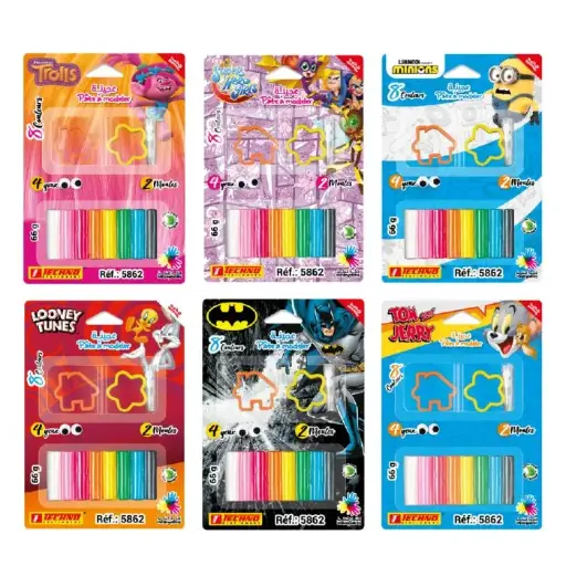 [TCHNO_5862] Pâte à Modeler TECHNO 08 Couleurs Avec 2 Moules 