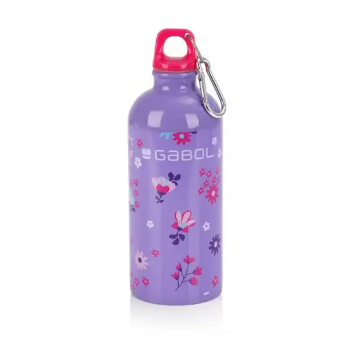 [234448025] Gourde d'Eau en Acier Inoxydable GABOL 500ml Violet Motif Fleur